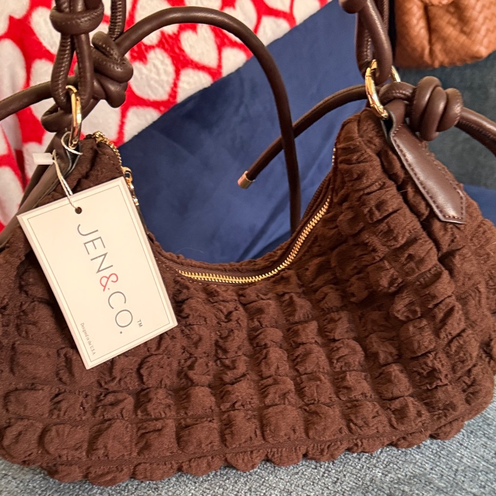 Brown Textured Shoulder Bag
